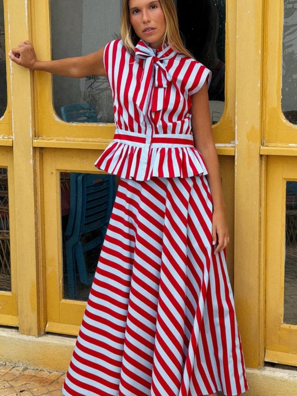 ZARA STRIPED BOW SHIRT